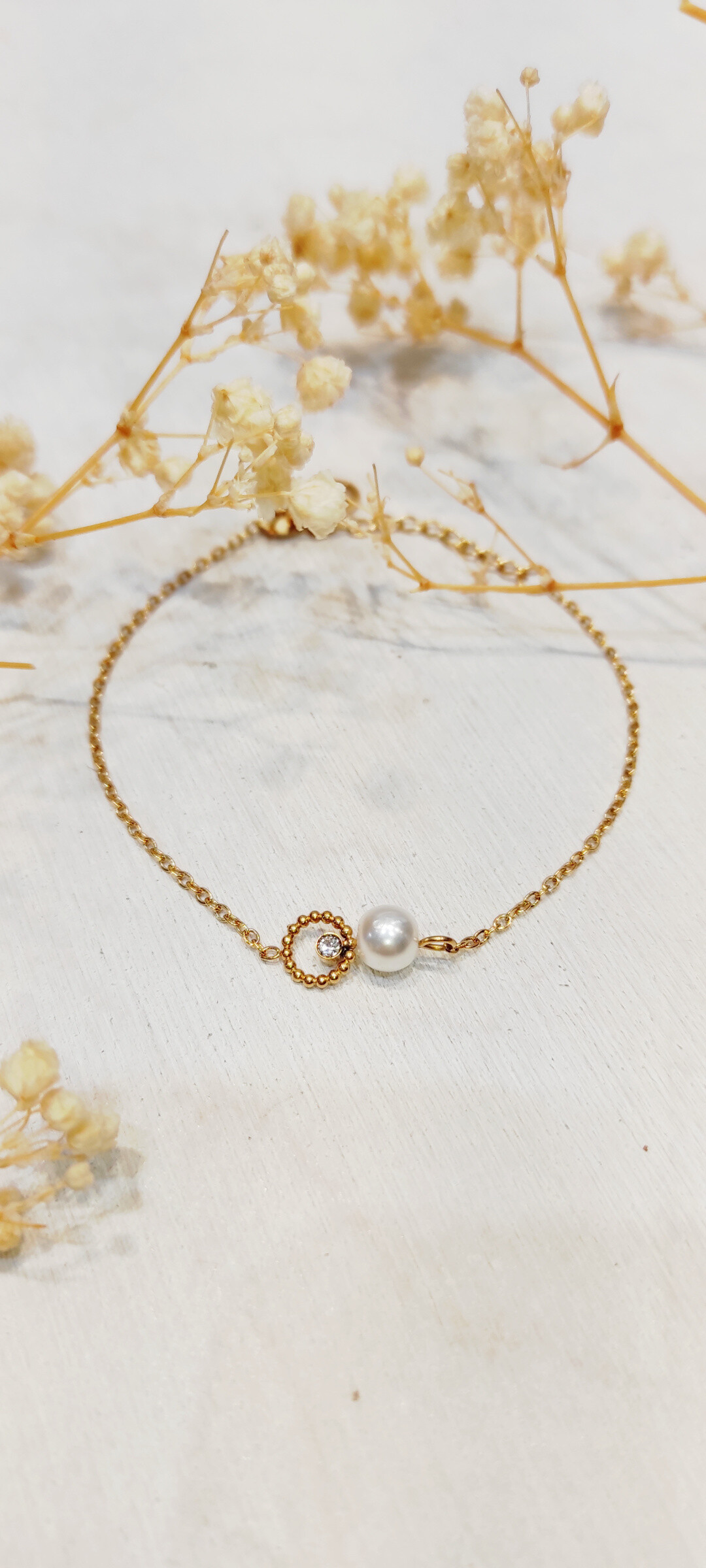 Grossiste Lolo & Yaya - Bracelet strass et perle Rory en acier inoxydable