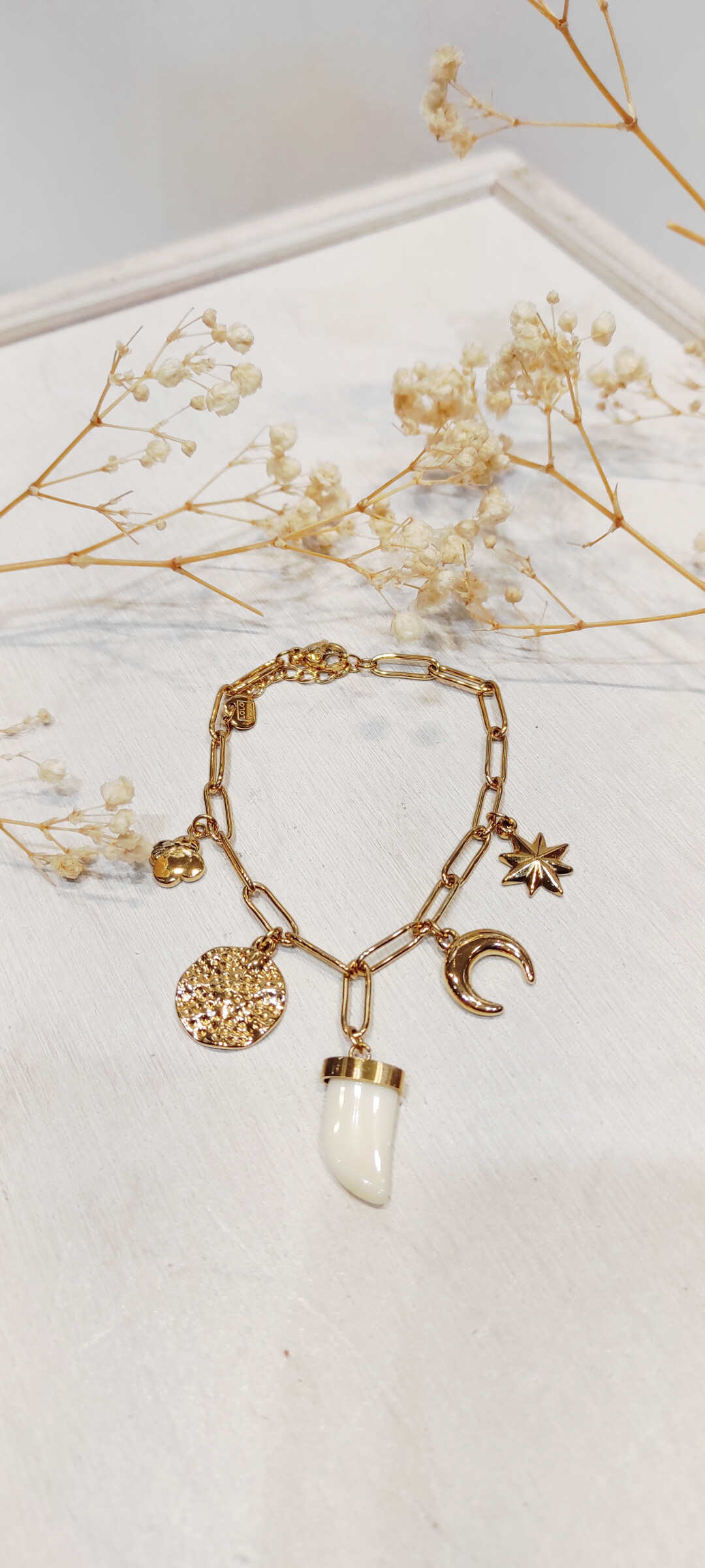 Wholesaler Lolo & Yaya - Large mesh bracelet with Rika charms in stainless steel