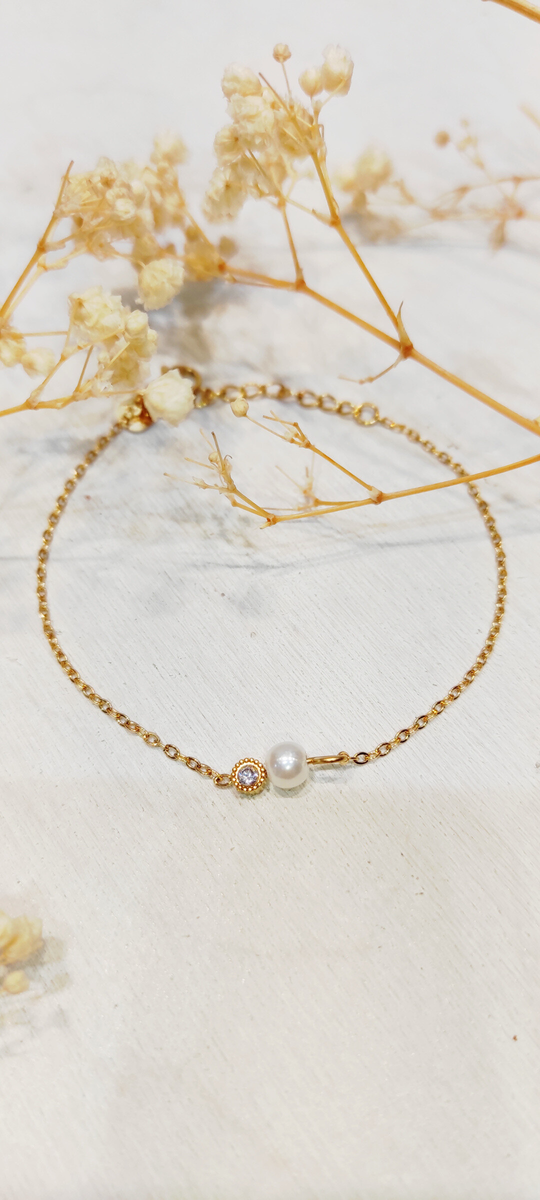 Grossiste Lolo & Yaya - Bracelet strass et perle Gia en acier inoxydable