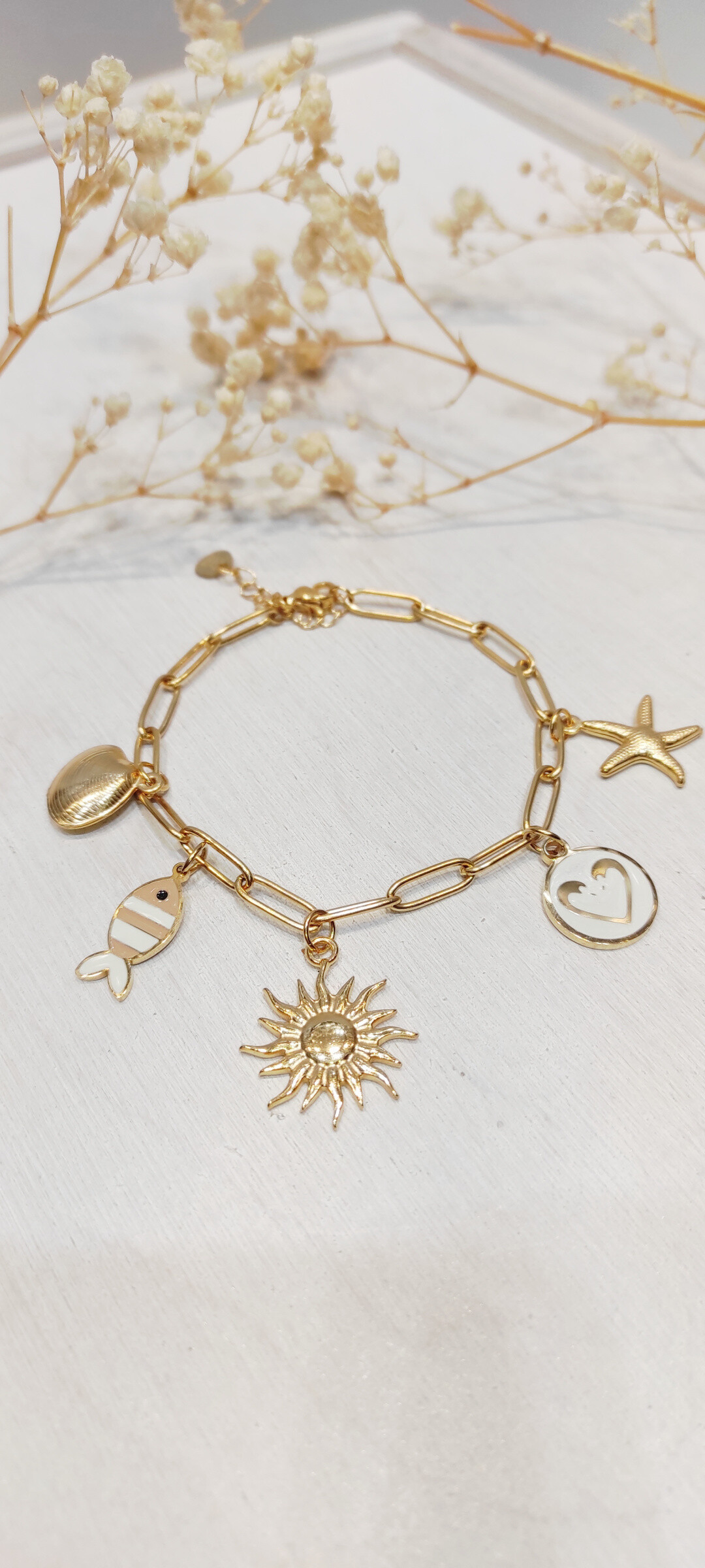 Wholesaler Lolo & Yaya - Big knitting bracelet with Adalynn Stainless steel charms
