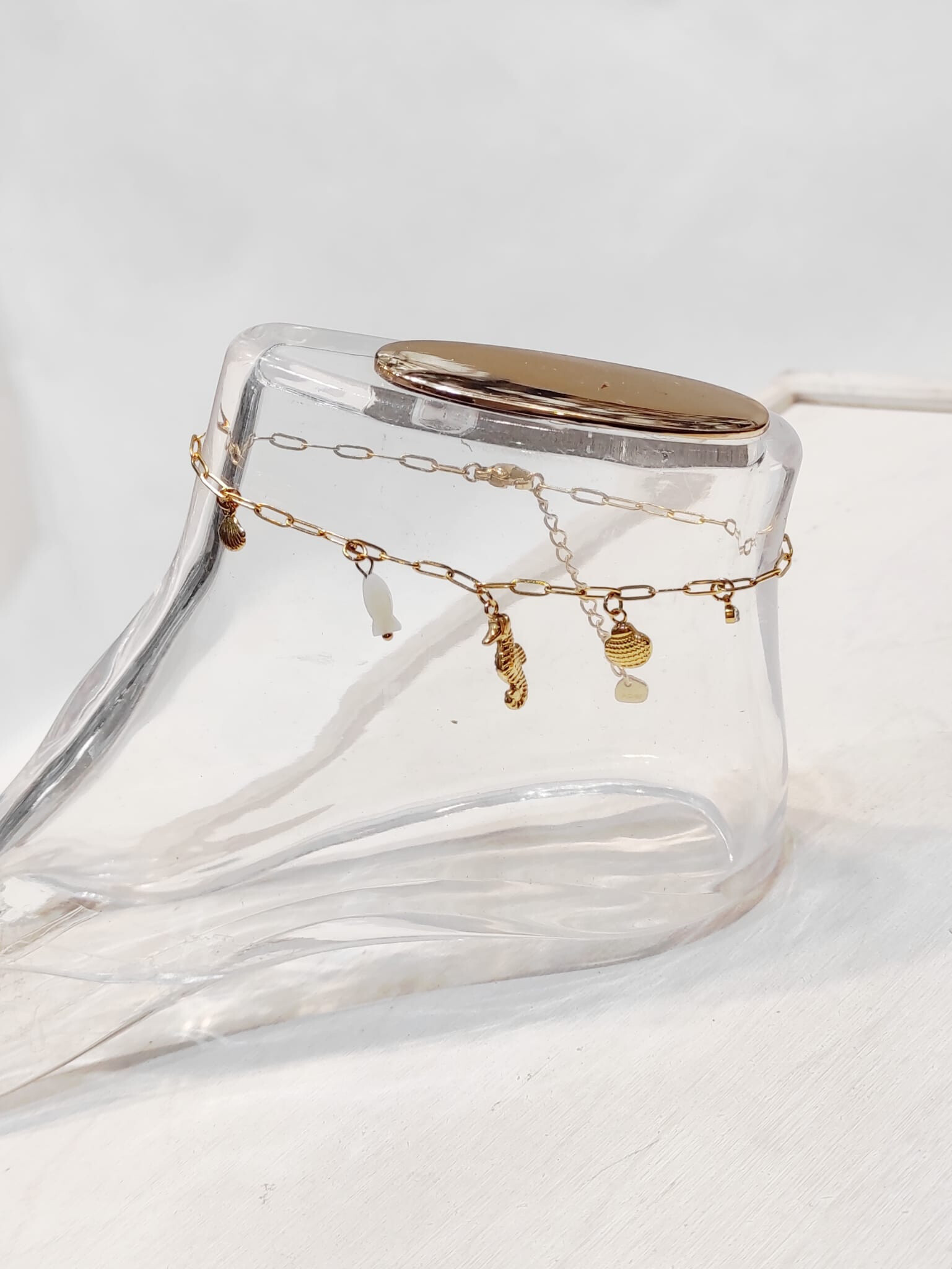 Wholesaler Lolo & Yaya - Ankle chain with steel sea theme charm