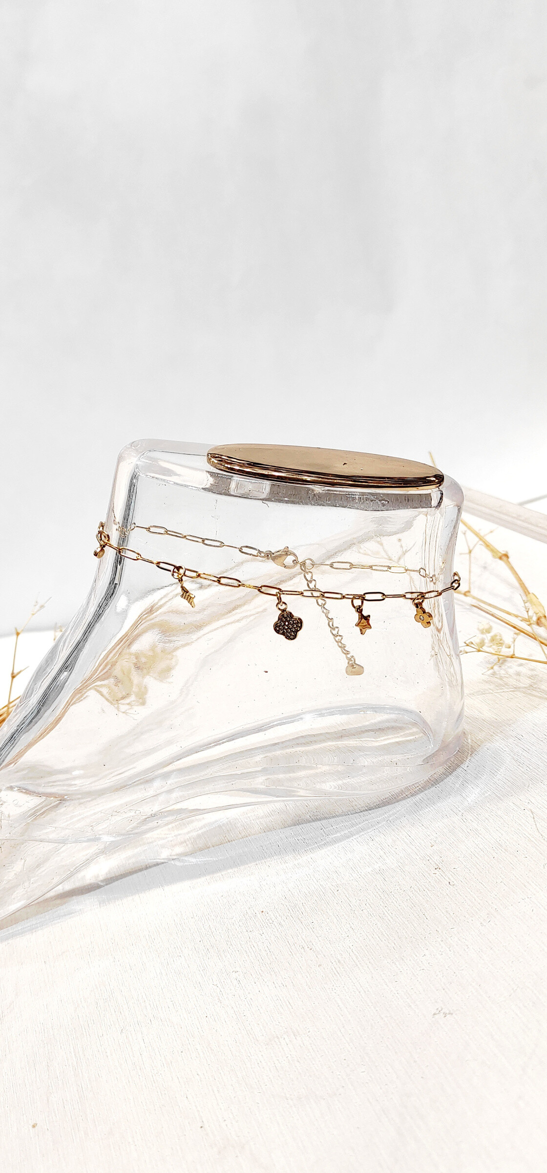 Wholesaler Lolo & Yaya - Ankle chain with stainless steel rhinestones