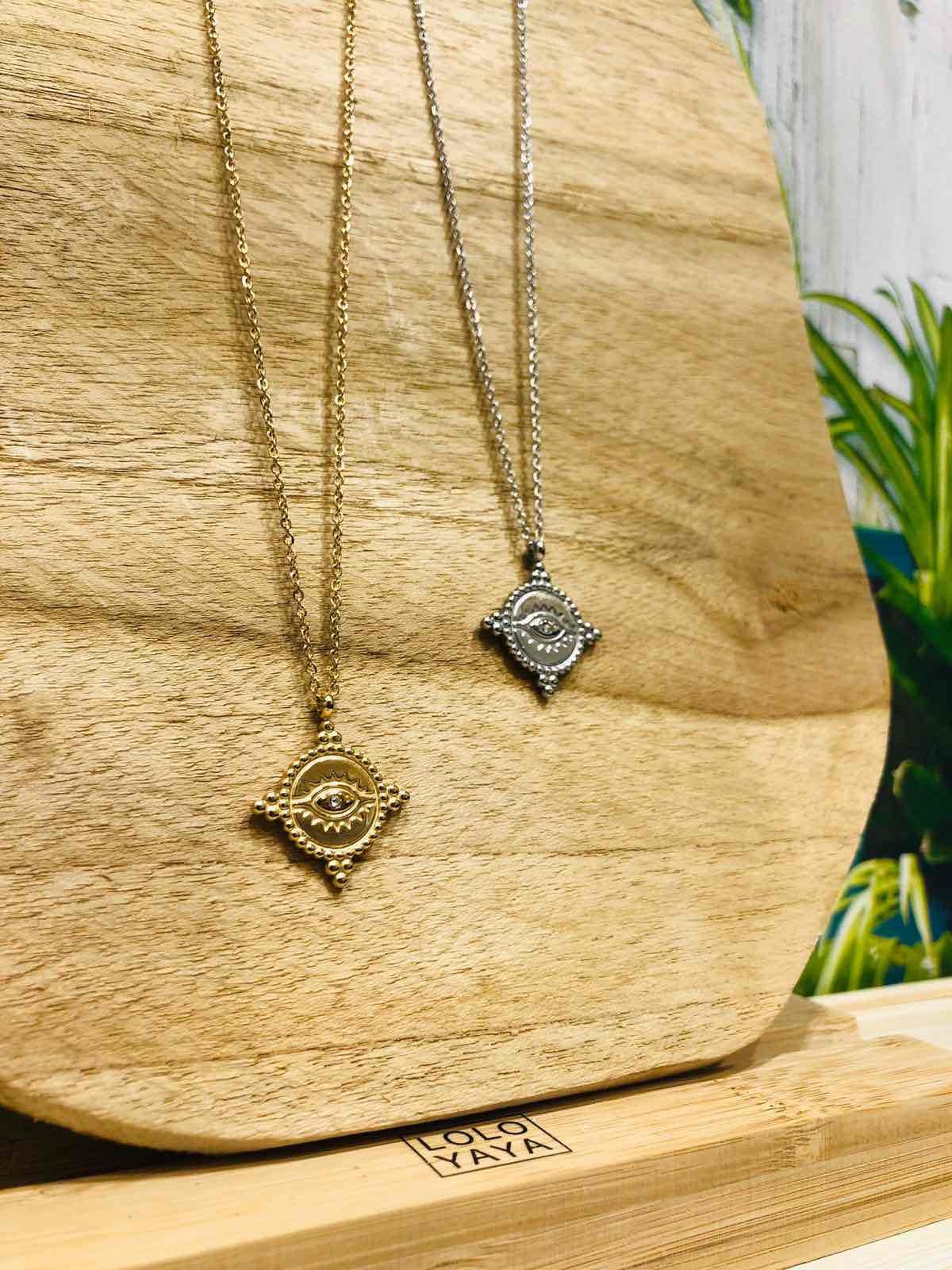 Grossiste LOLO & YAYA - Long Collier Sautoir Oeil en Acier inoxydable