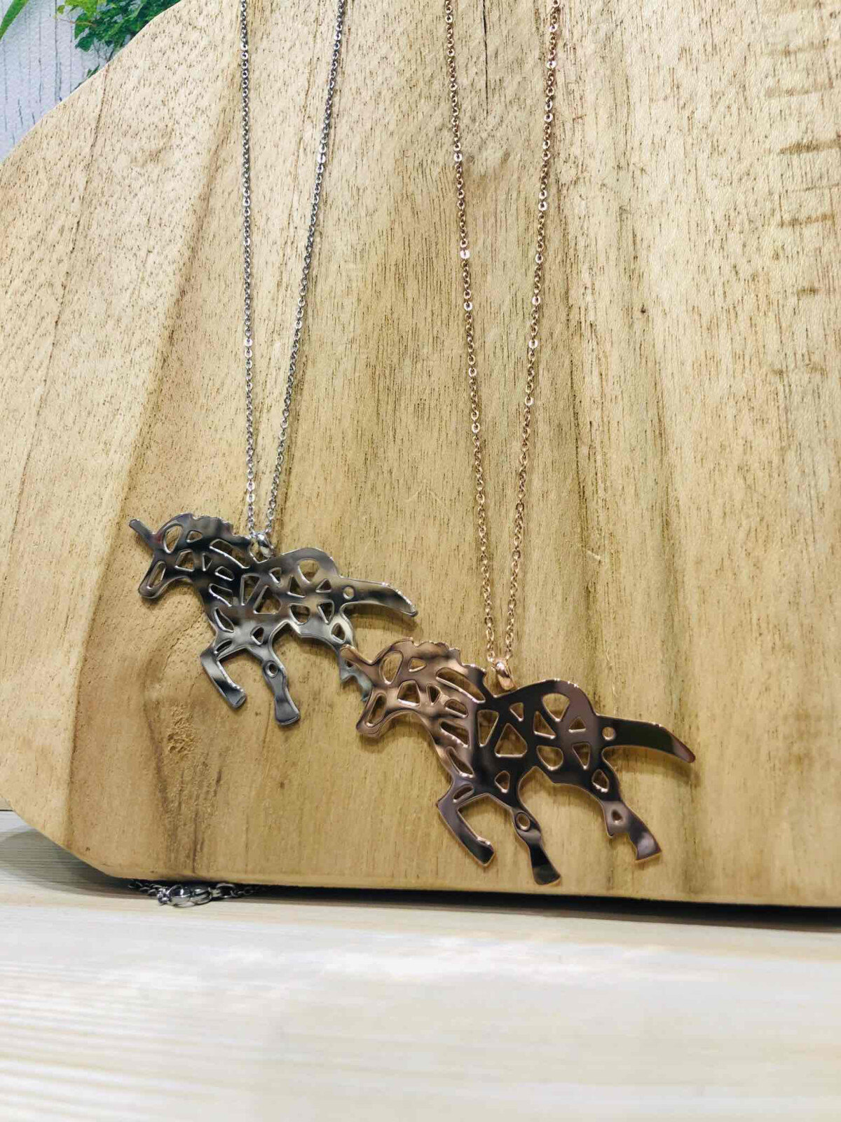 Grossiste LOLO & YAYA - Long Collier Sautoir Licorne Origami en Acier inoxydable