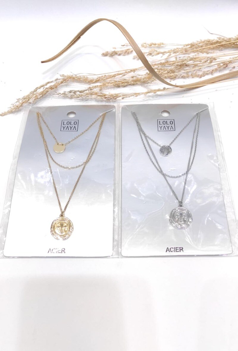 Grossiste LOLO & YAYA - Collier Multi-Rang Fleur de Lys en Acier inoxydable