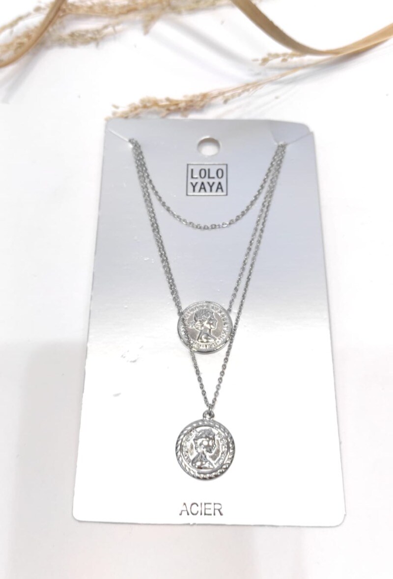 Grossiste LOLO & YAYA - Collier Multi-Rang Doucle Piece en Acier inoxydable