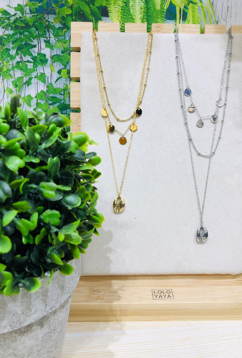 Grossiste LOLO & YAYA - Collier Multi-Rang Coquillage Grain de café en Acier inoxydable