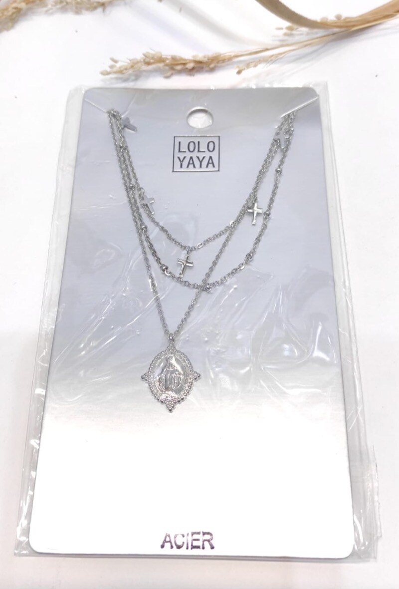 Grossiste LOLO & YAYA - Collier Multi-Rang Madonne en Acier inoxydable
