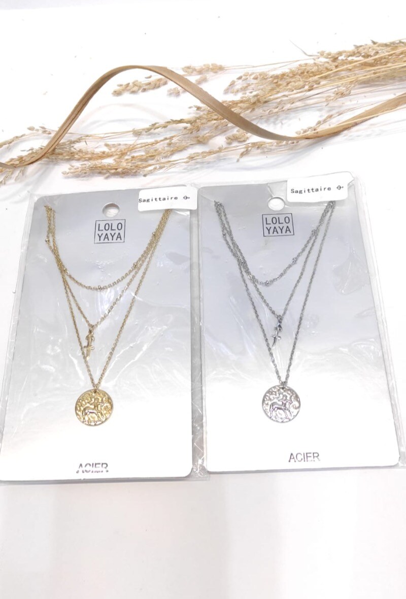 Wholesaler LOLO & YAYA - Collier astrologie Sagittaire 23 novembre - 21 décembre en acier inoxydable