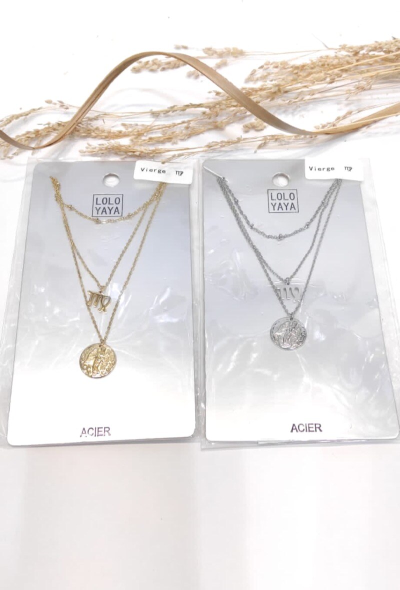 Wholesaler LOLO & YAYA - Collier astrologie Vierge 23 août - 22 septembre en acier inoxydable
