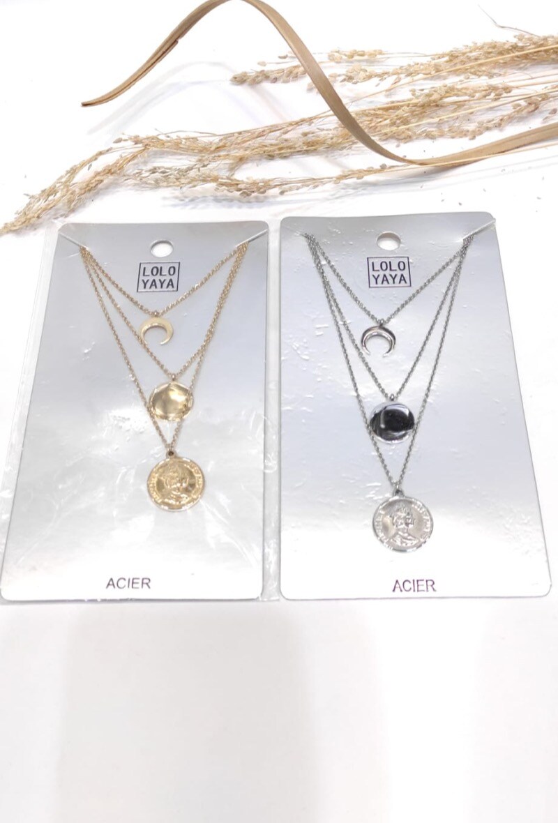 Wholesaler LOLO & YAYA - Collier Multi rang Elizabeth II en acier inoxydable