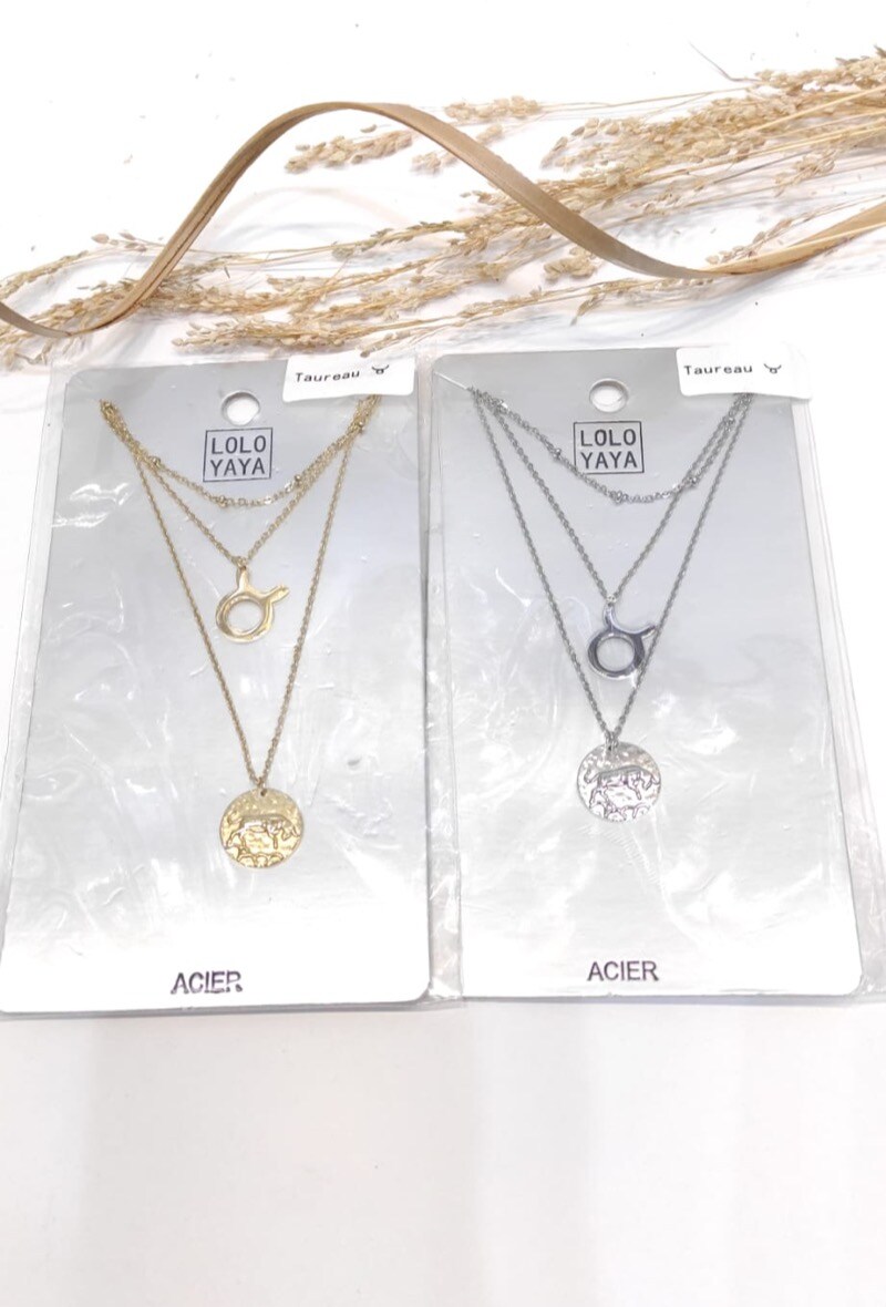 Wholesaler LOLO & YAYA - Collier astrologie Taureau 21 avril - 20 mai en acier inoxydable