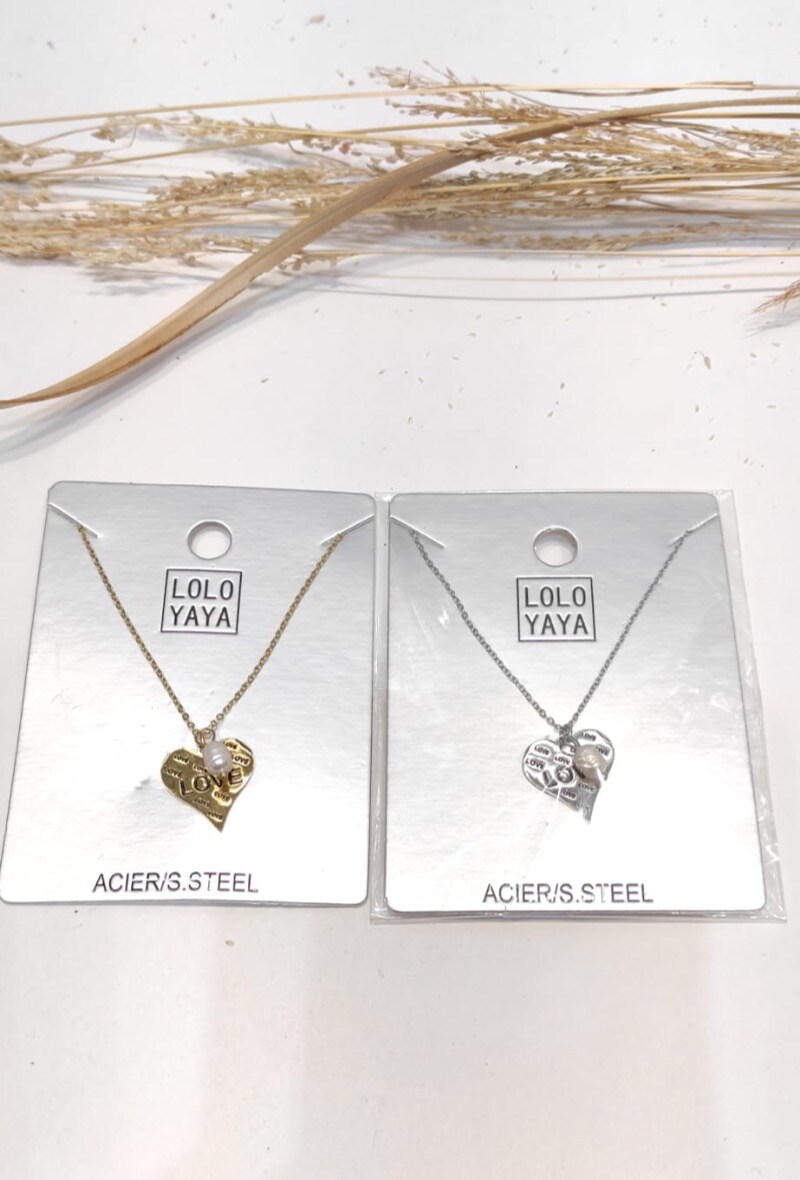 Wholesaler LOLO & YAYA - Collier Alixe LOVE en acier inoxydable