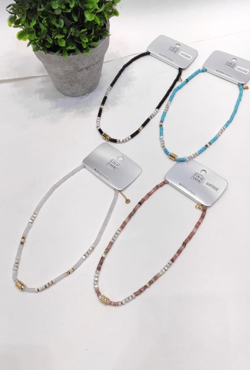 Wholesaler LOLO & YAYA - Collier pierre Caitlyn en acier inoxydable