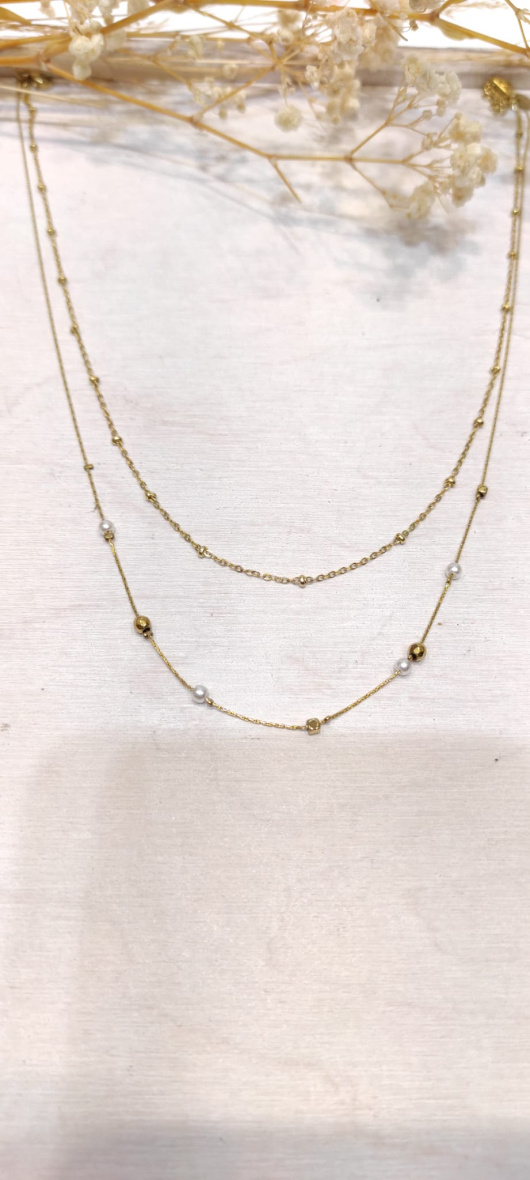 Wholesaler LOLO & YAYA - Euphrosia bead necklace in stainless steel