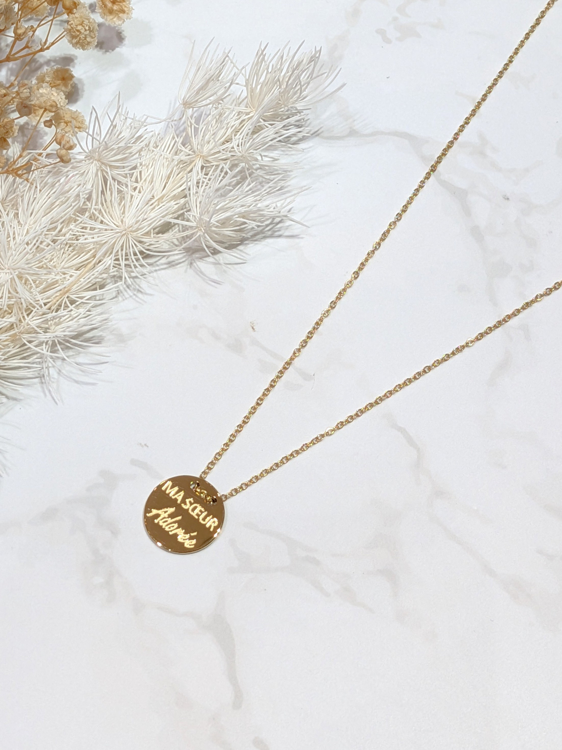 Wholesaler LOLO & YAYA - MA SOEUR Adorée message necklace in stainless steel