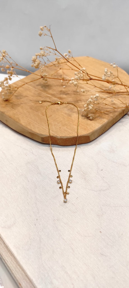 Wholesaler LOLO & YAYA - Elodie rhinestone necklace in stainless steel