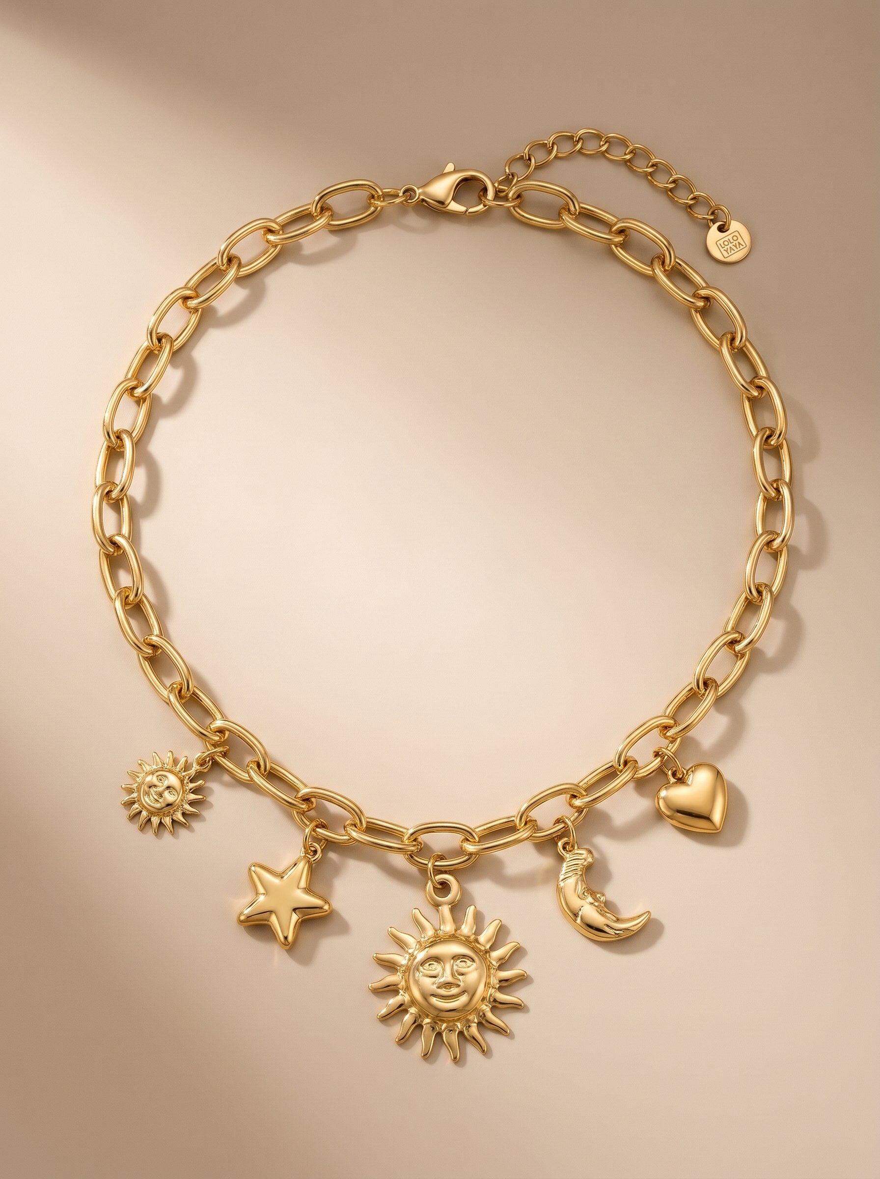 Wholesaler LOLO & YAYA - Large smile sun mesh necklace in stainless steel