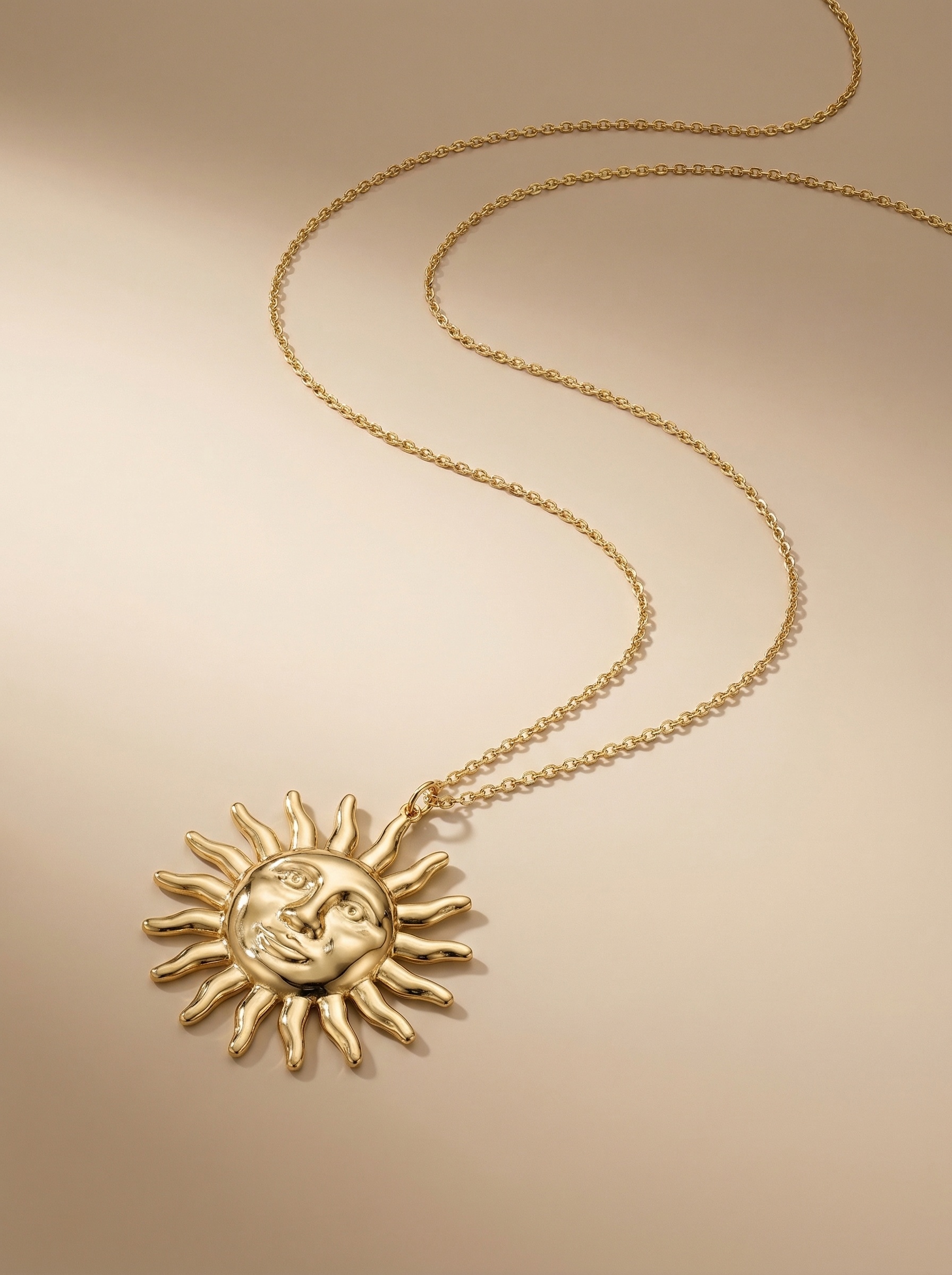 Wholesaler LOLO & YAYA - 70cm sun smile sun long necklace in steel