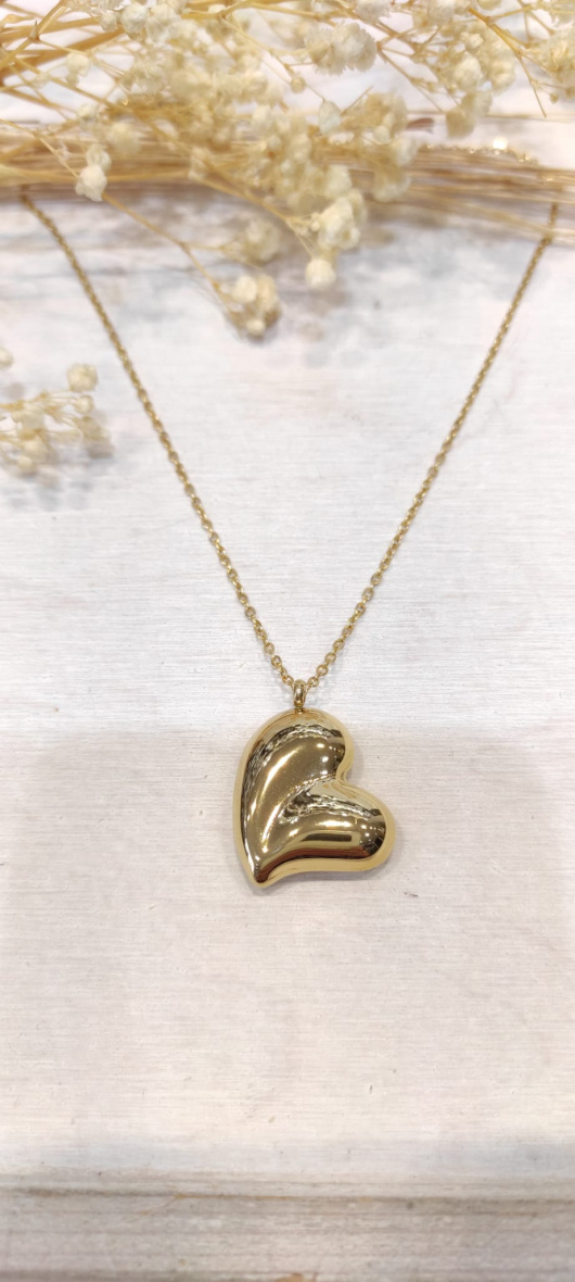 Wholesaler LOLO & YAYA - Timeless Clairie heart necklace 2cm in stainless steel