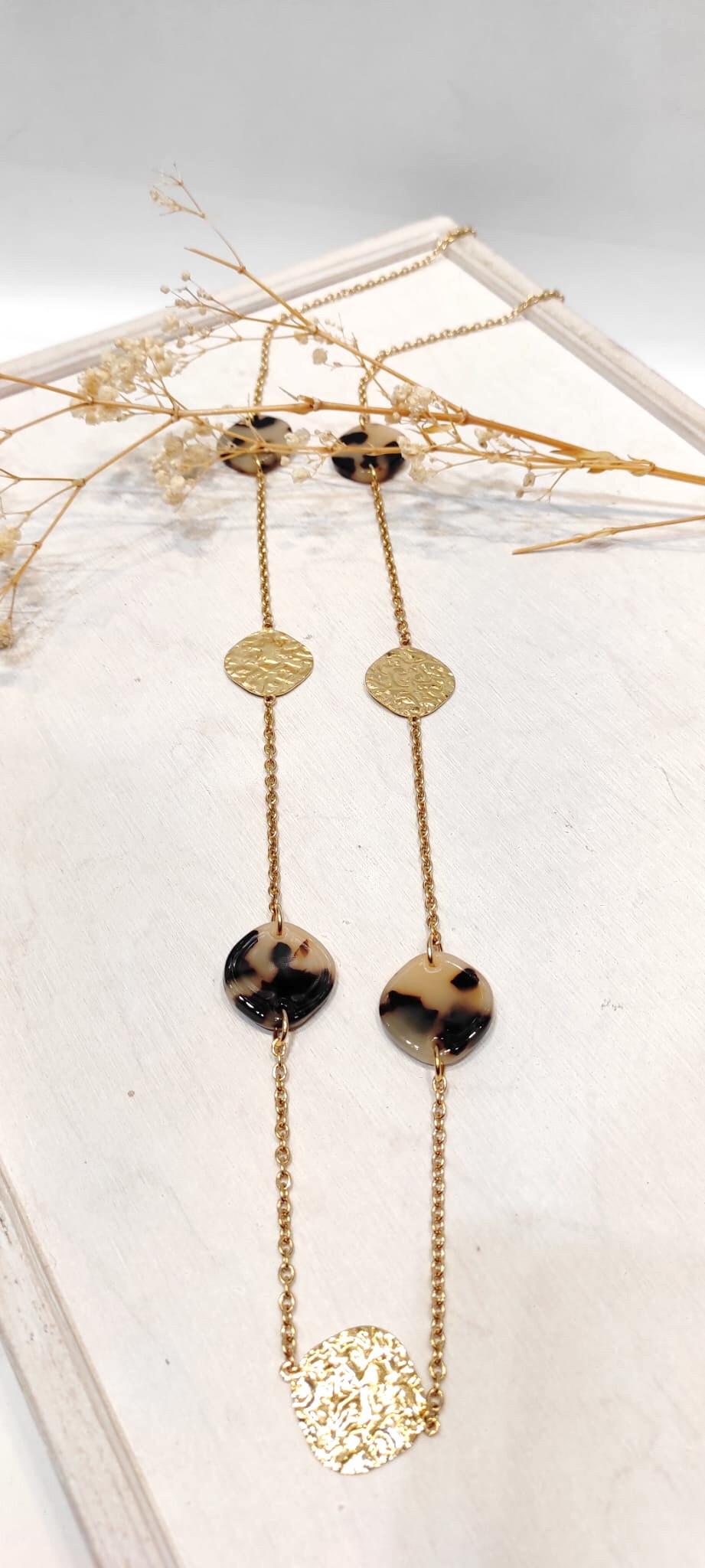 Wholesaler Lolo & Yaya - Leopard long necklace 70cm Louane in stainless steel