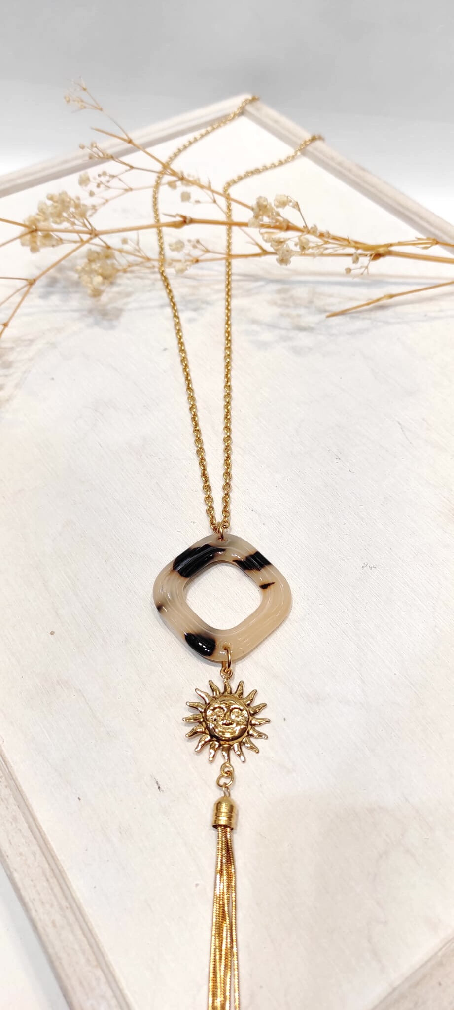 Wholesaler Lolo & Yaya - Leopard long necklace 70cm Mia in stainless steel