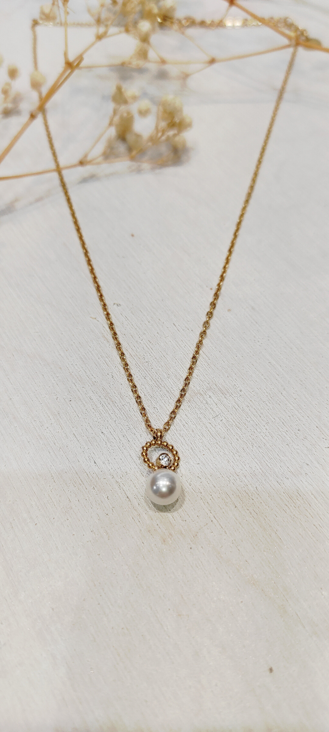 Grossiste Lolo & Yaya - Collier strass et perle Rory en acier inoxydable