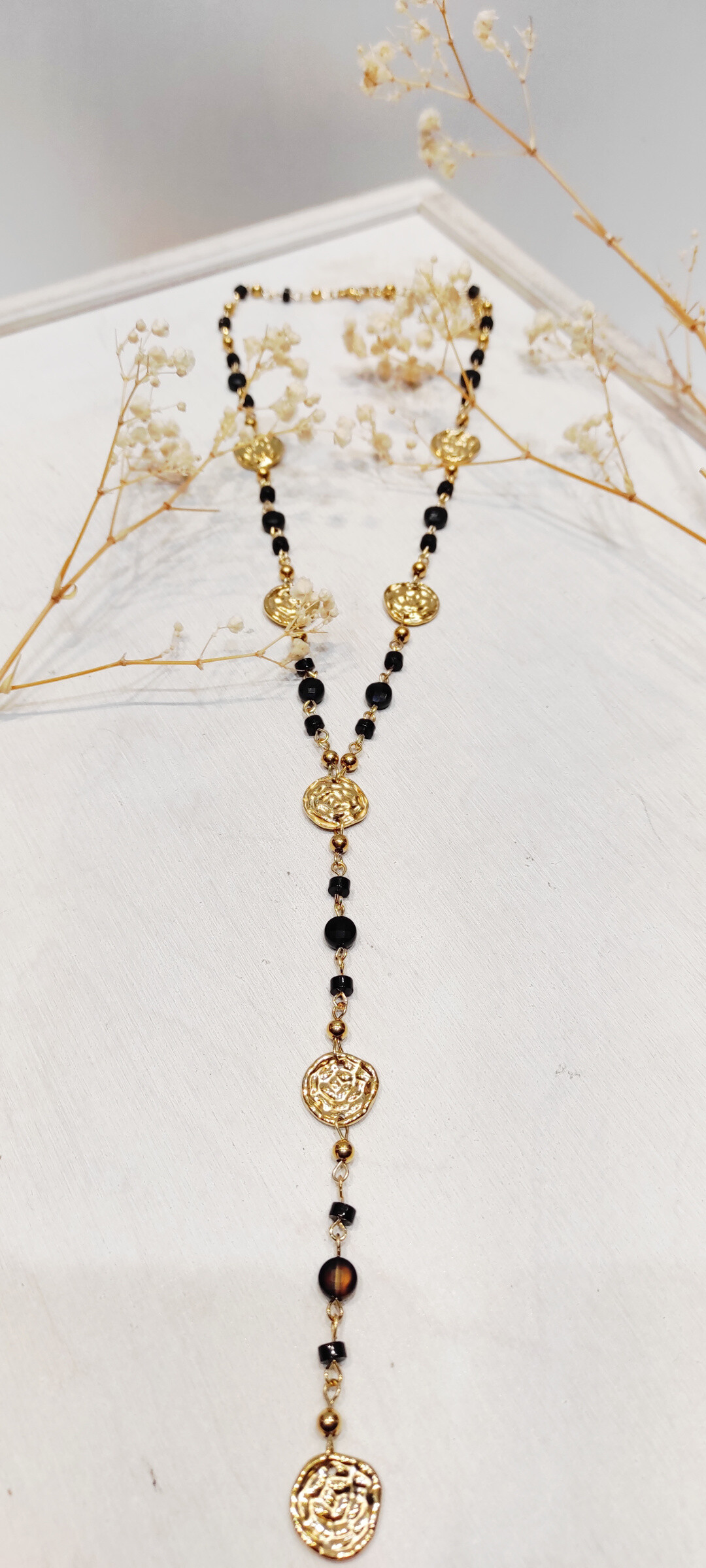 Grossiste Lolo & Yaya - Collier forme Y avec perles avec fleurs Juliana en acier inoxydable