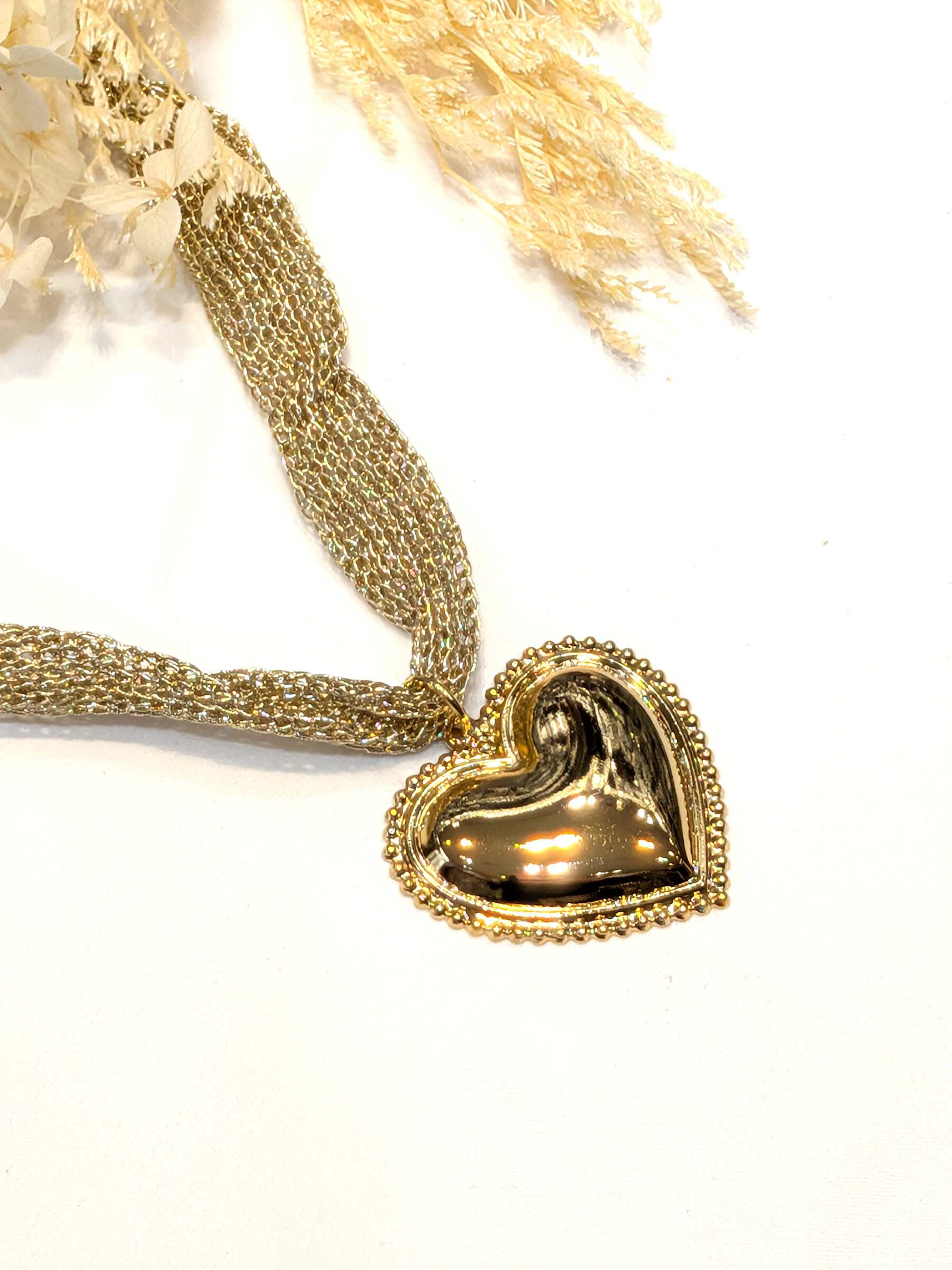 Wholesaler Lolo & Yaya - Elowyne fabric chain necklace with steel heart charm