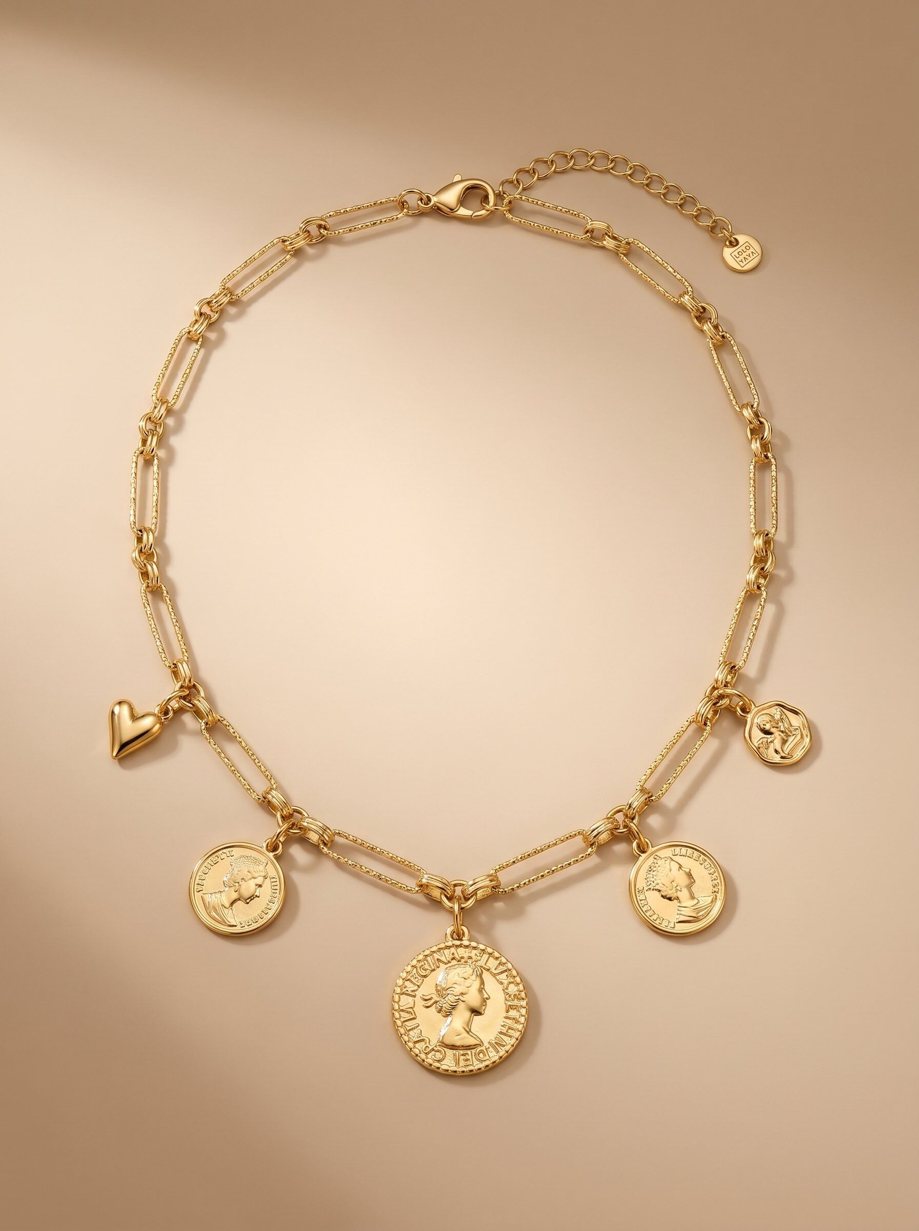 Grossiste LOLO & YAYA - Collier grosse maille avec breloques pièces de monnaie Isis en acier inoxydable