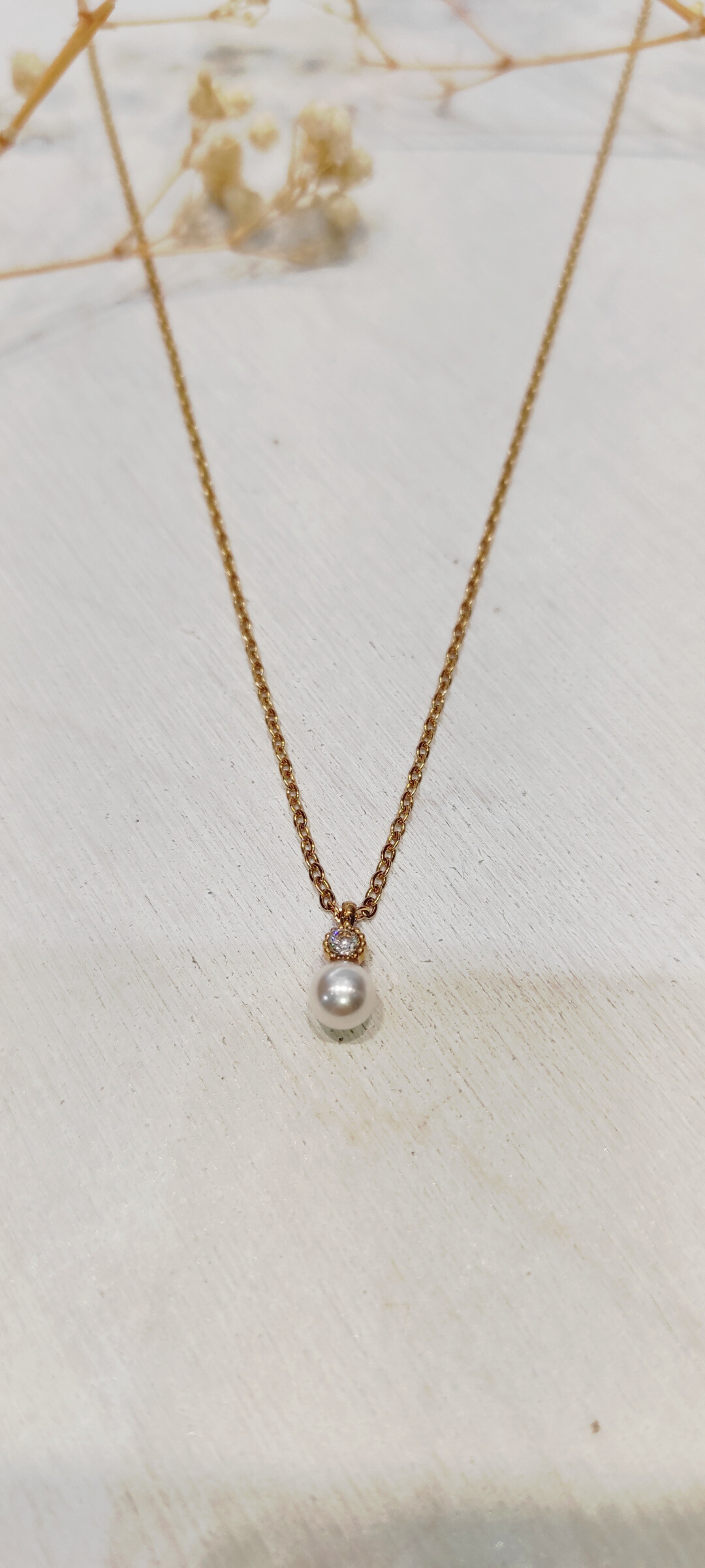 Grossiste Lolo & Yaya - Collier strass et perle Gia en acier inoxydable