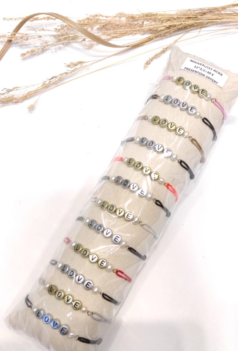 Wholesaler LOLO & YAYA - LOVE bracelet on stainless steel boudin