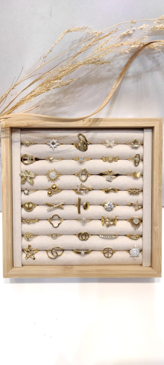 Wholesaler LOLO & YAYA - Set of 40 adjustable rhinestone rings in steel