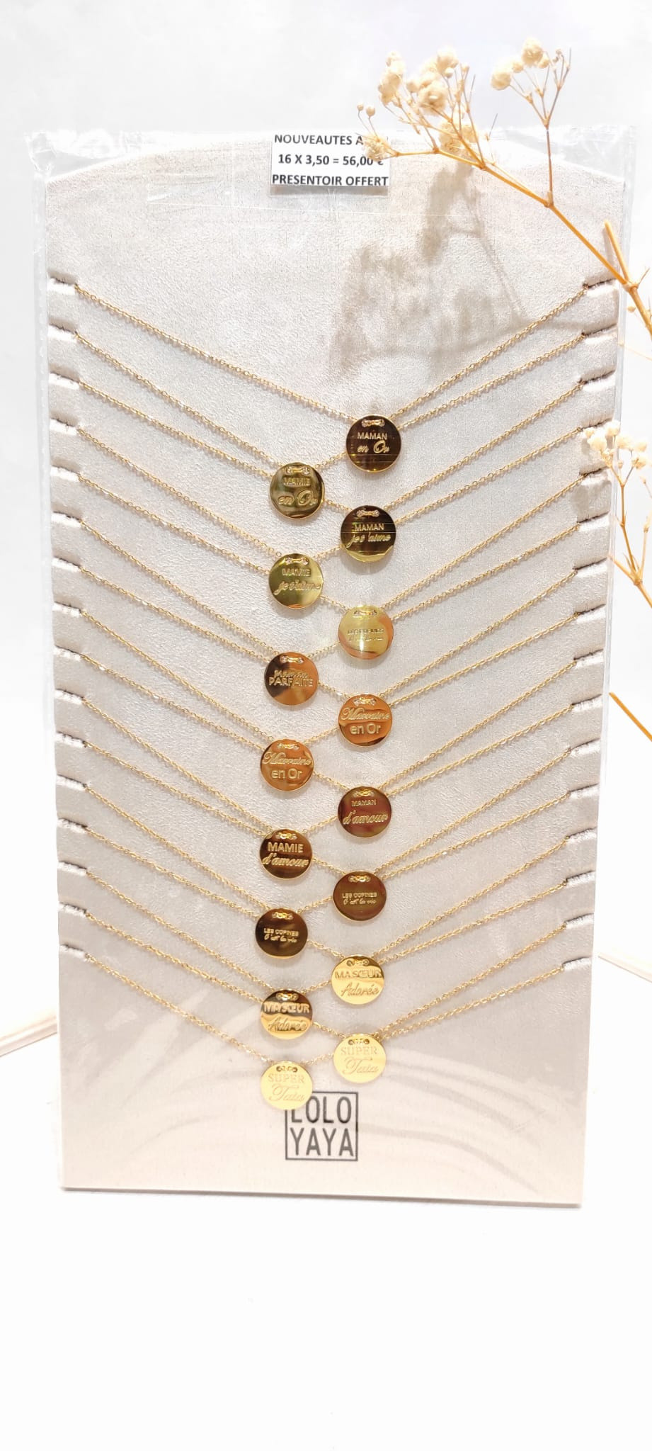 Wholesaler LOLO & YAYA - Set of 16 steel message pendant necklaces