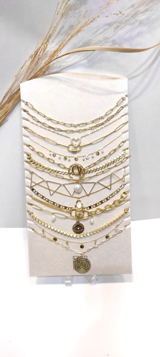 Wholesaler LOLO & YAYA - Set of 16 gold or silver mother-of-pearl necklaces in steel