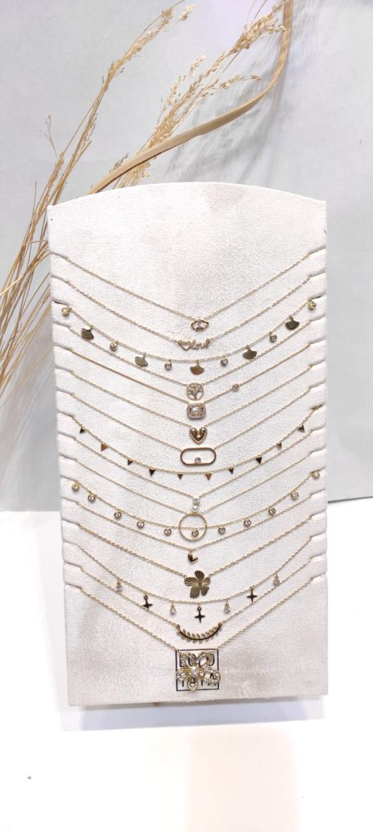 Wholesaler LOLO & YAYA - Set of 16 gold or silver rhinestone necklaces in steel
