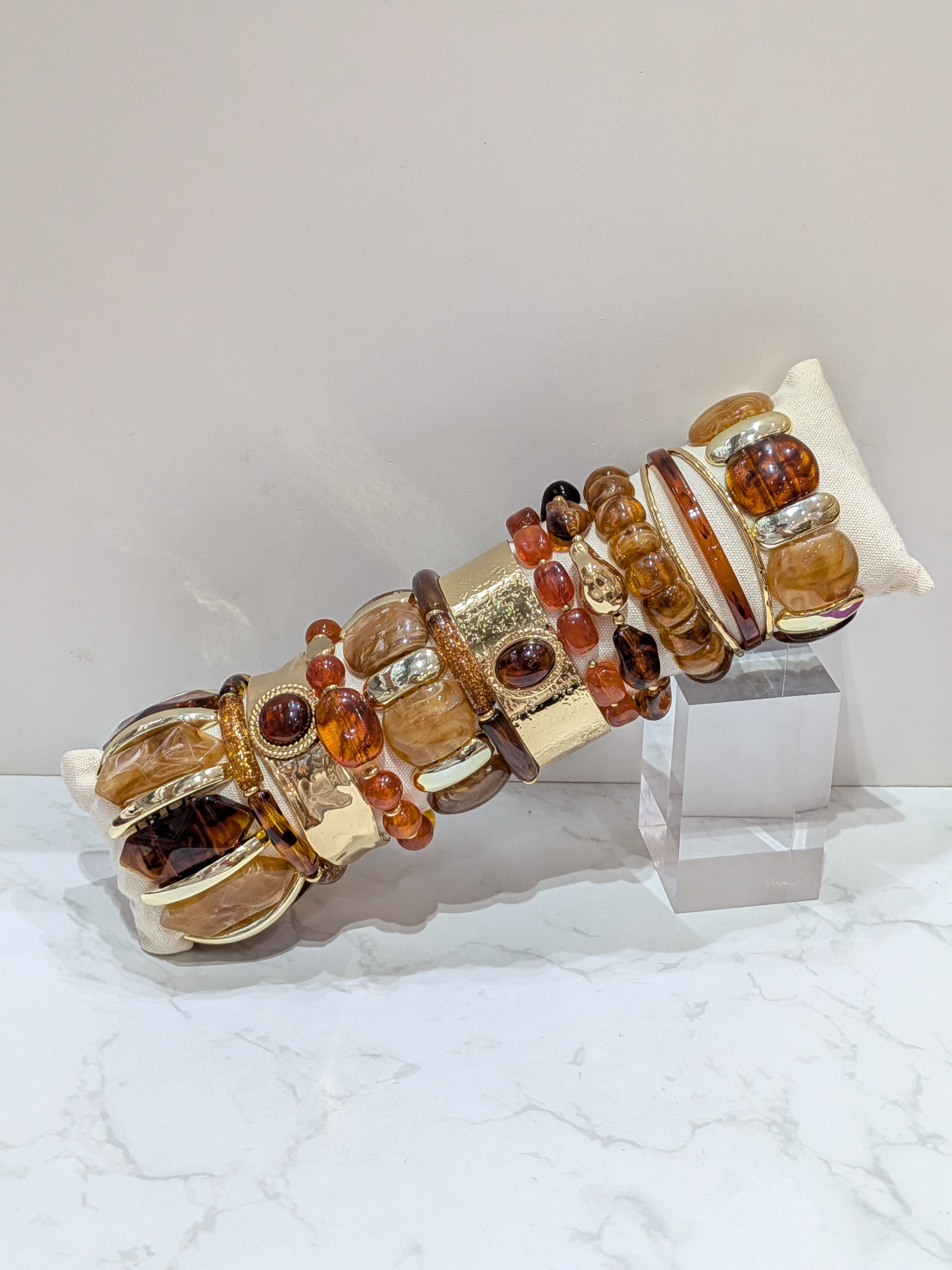 Grossiste LOLO & YAYA - Lot de 12 bracelets tortoise amber