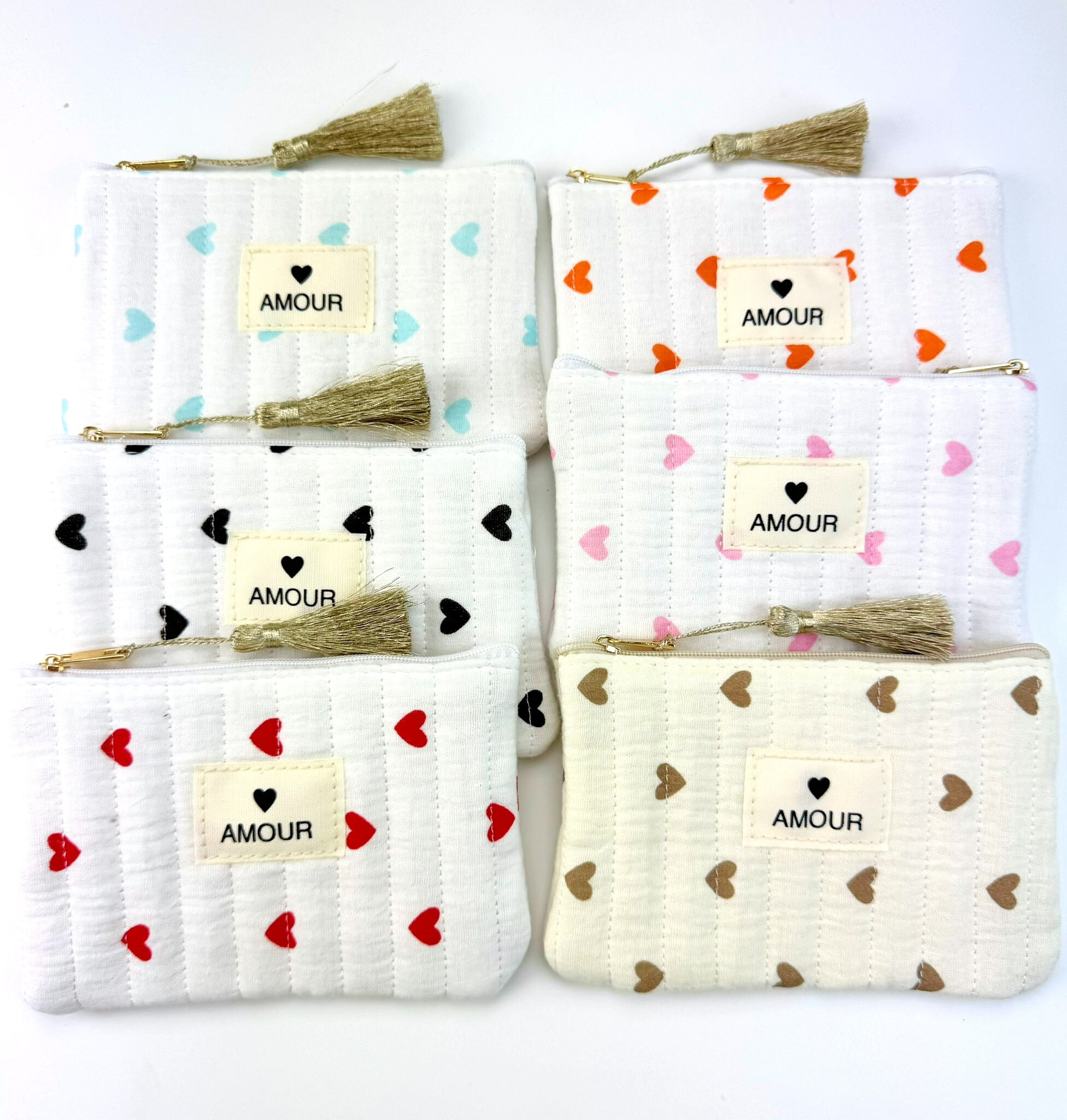 Mayorista Lolo & Yaya - Bolsa “Amour”, patrón de corazón de 16 cm x 10 cm