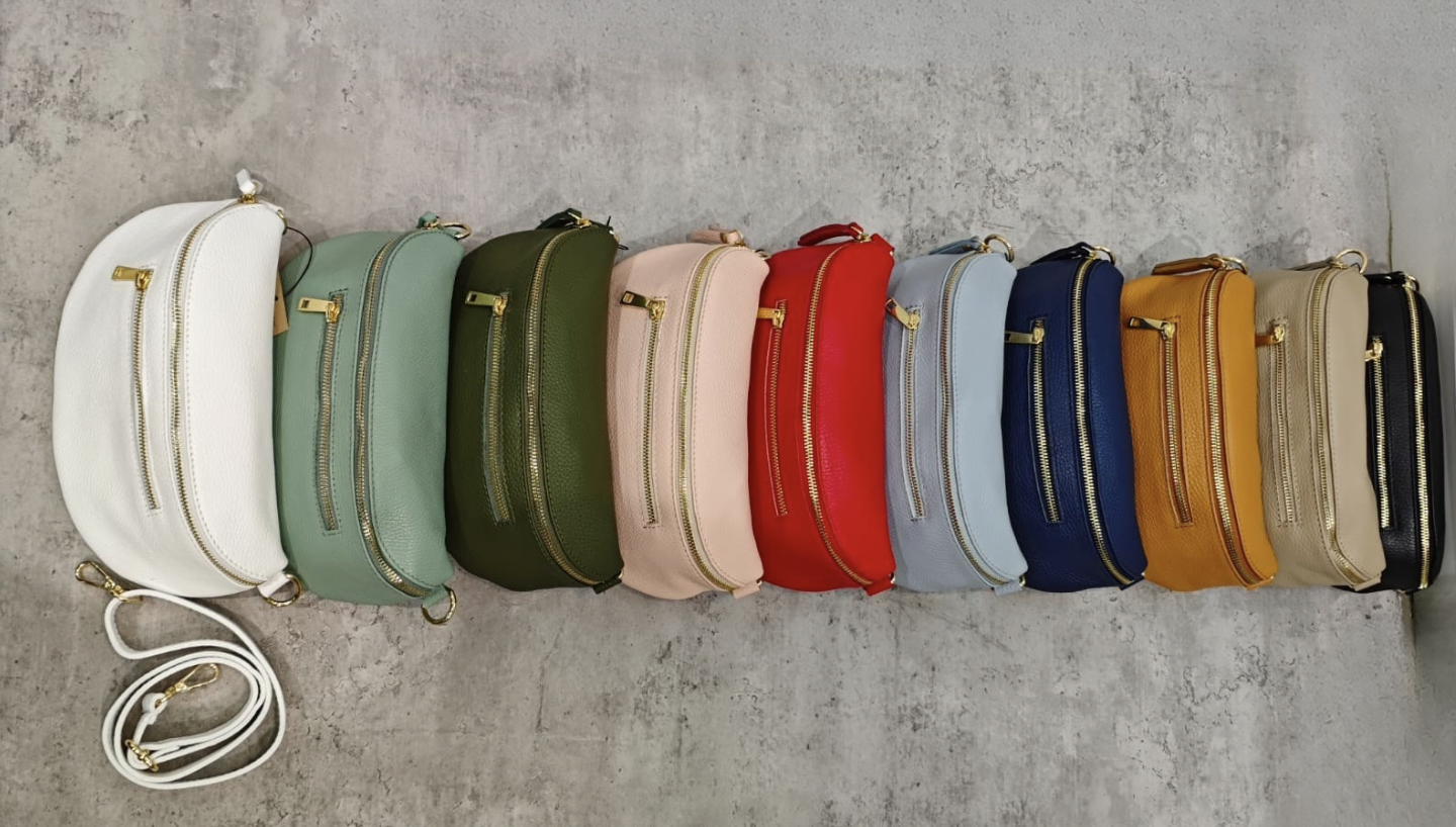 Wholesaler Lorenzo - Iridescent leather fanny pack with 2 zips