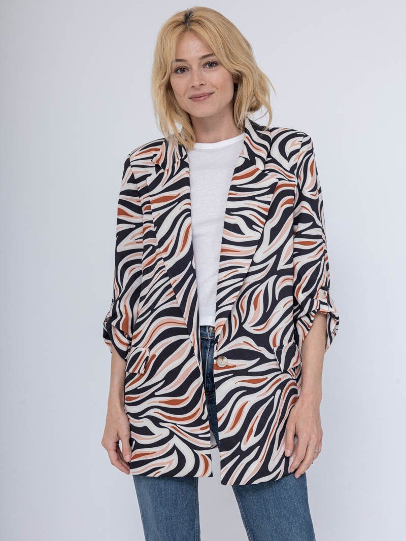Grossista Loriane - Blazer stampato con maniche 3/4
