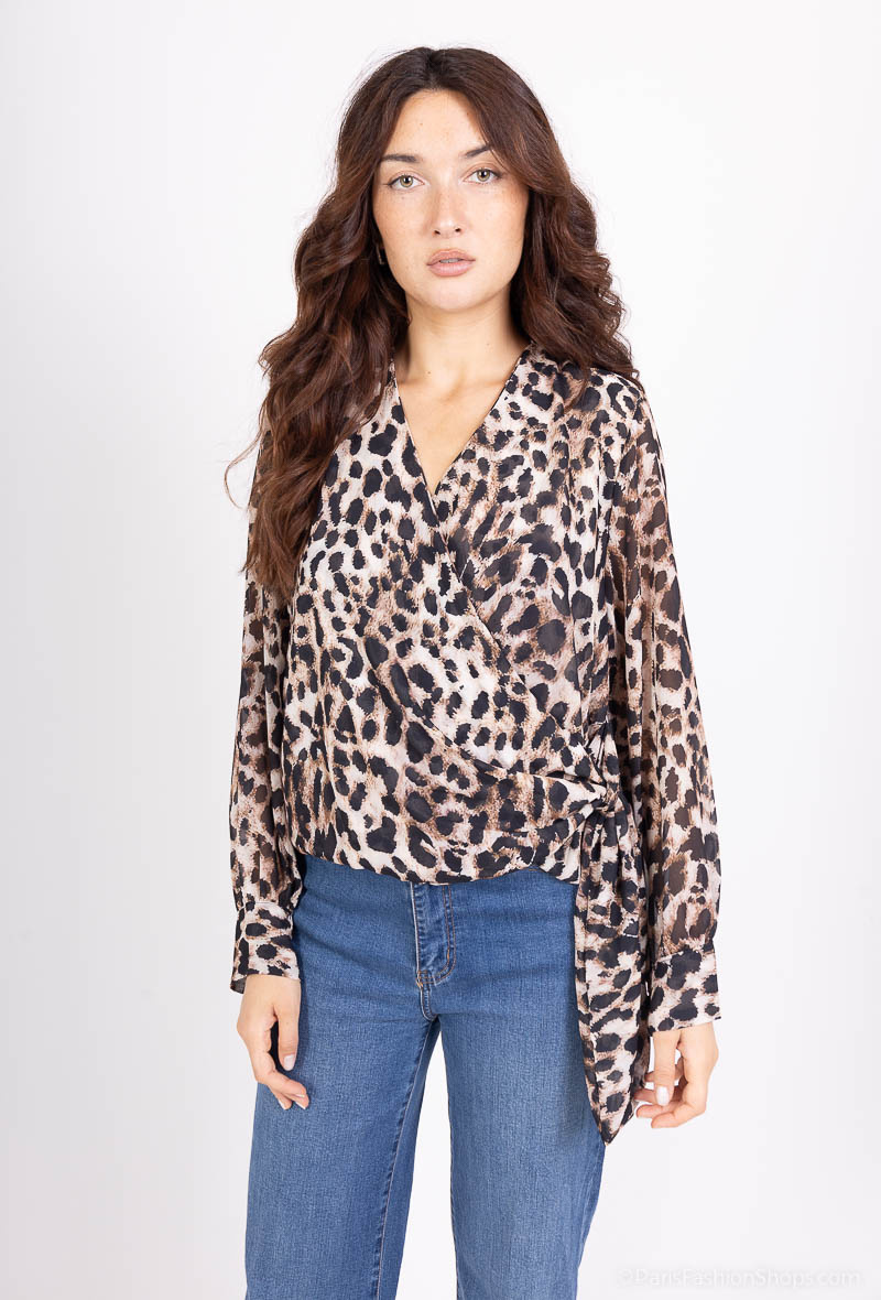 Mayorista Loriane - Blusa cruzada estampada para anudar