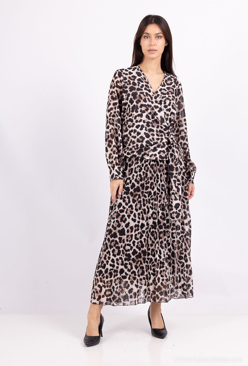 Grossista Loriane - Blusa incrociata stampata con fiocco