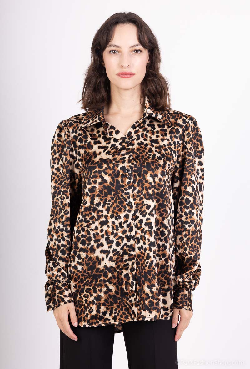 Grossiste Loriane - Chemise satinée imprimé animalier
