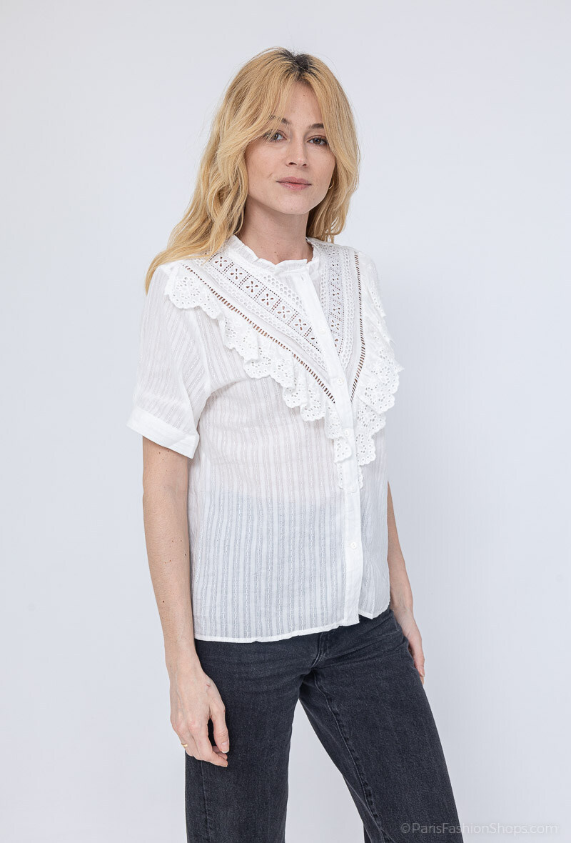 Mayorista Loriane - Blusa Lisa, Bordada, Bohemia, Mangas Cortas