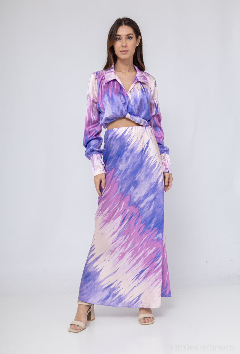 Grossista Loriane - Set composto da top in satin e gonna