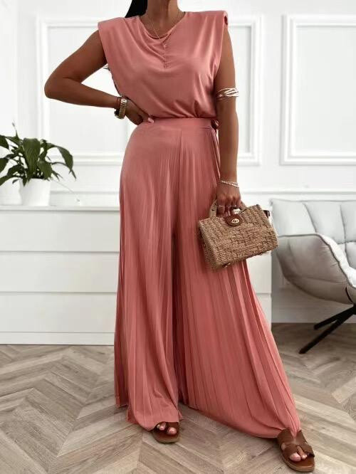 Grossiste Loriane - Ensemble uni haut + pantalon