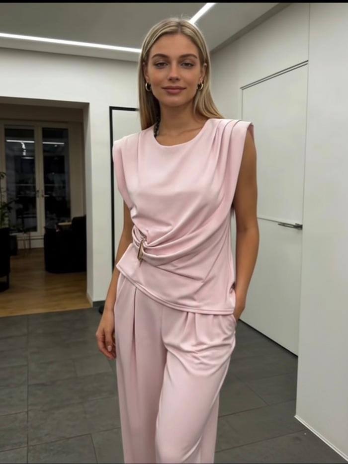 Großhändler Loriane - Einfarbiges Oberteil und Hosen-Set