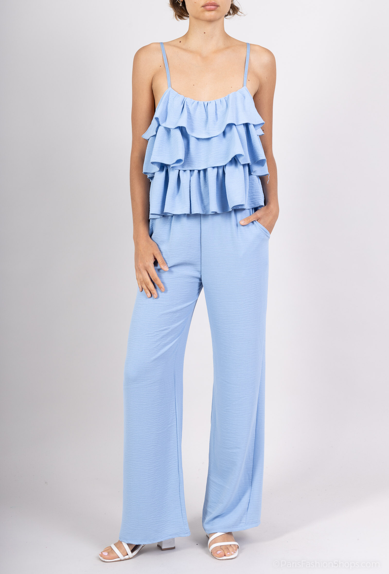 Grossiste Loriane - Ensemble uni haut et pantalon