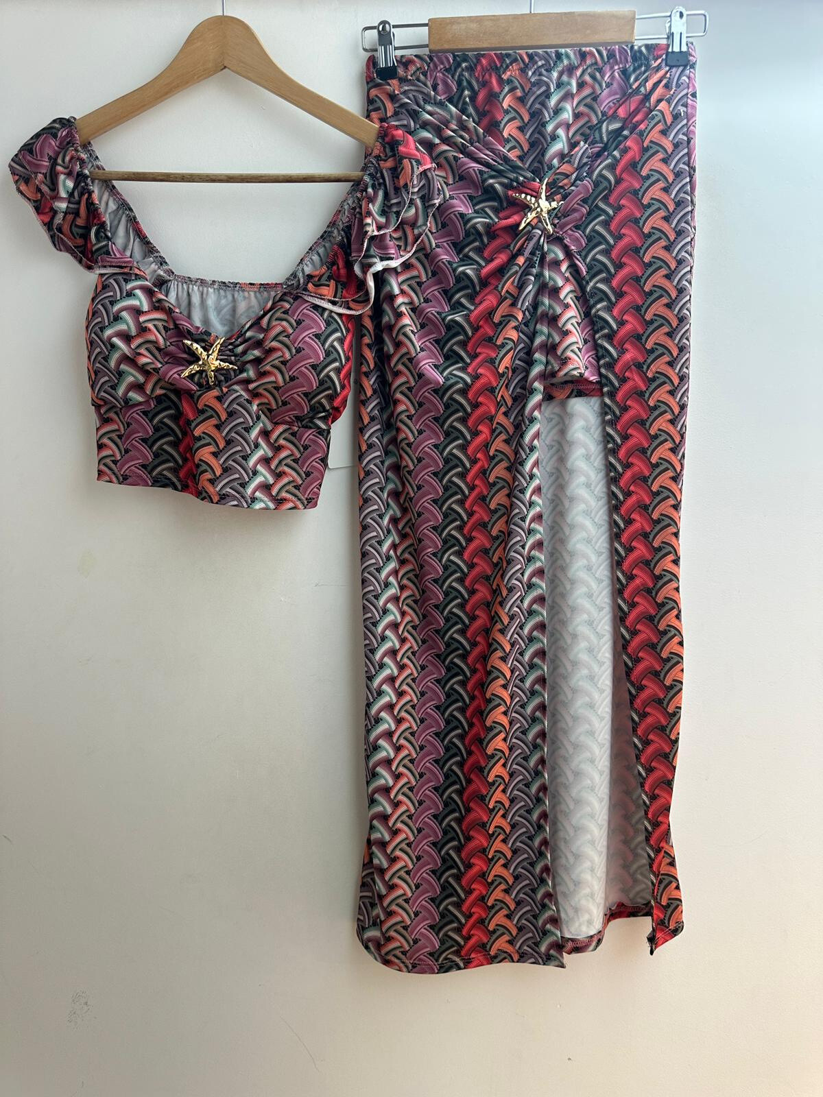 Großhändler Loriane - Gedrucktes Crop-Top + Hose Set