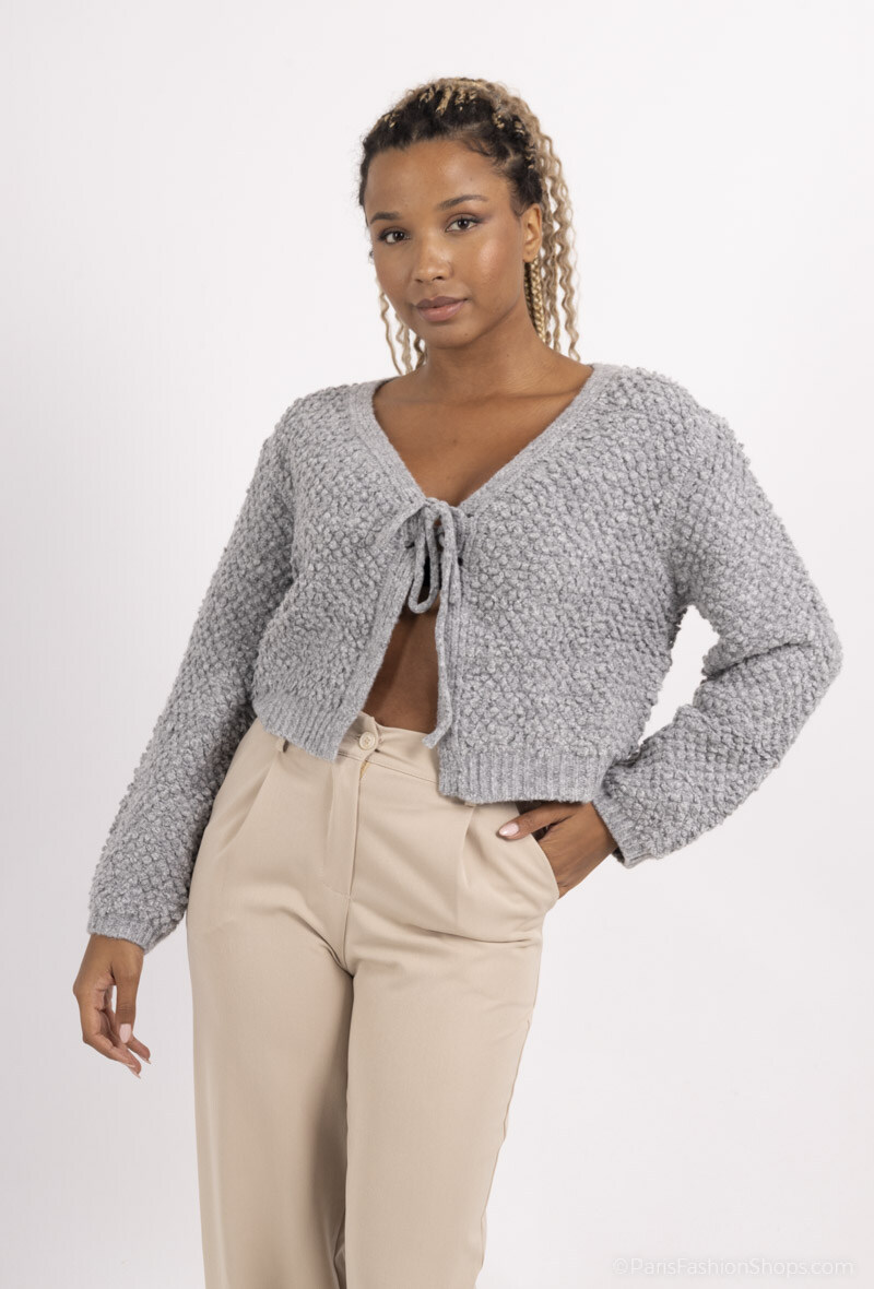 Grossiste Loriane - Gilet uni à manches longues